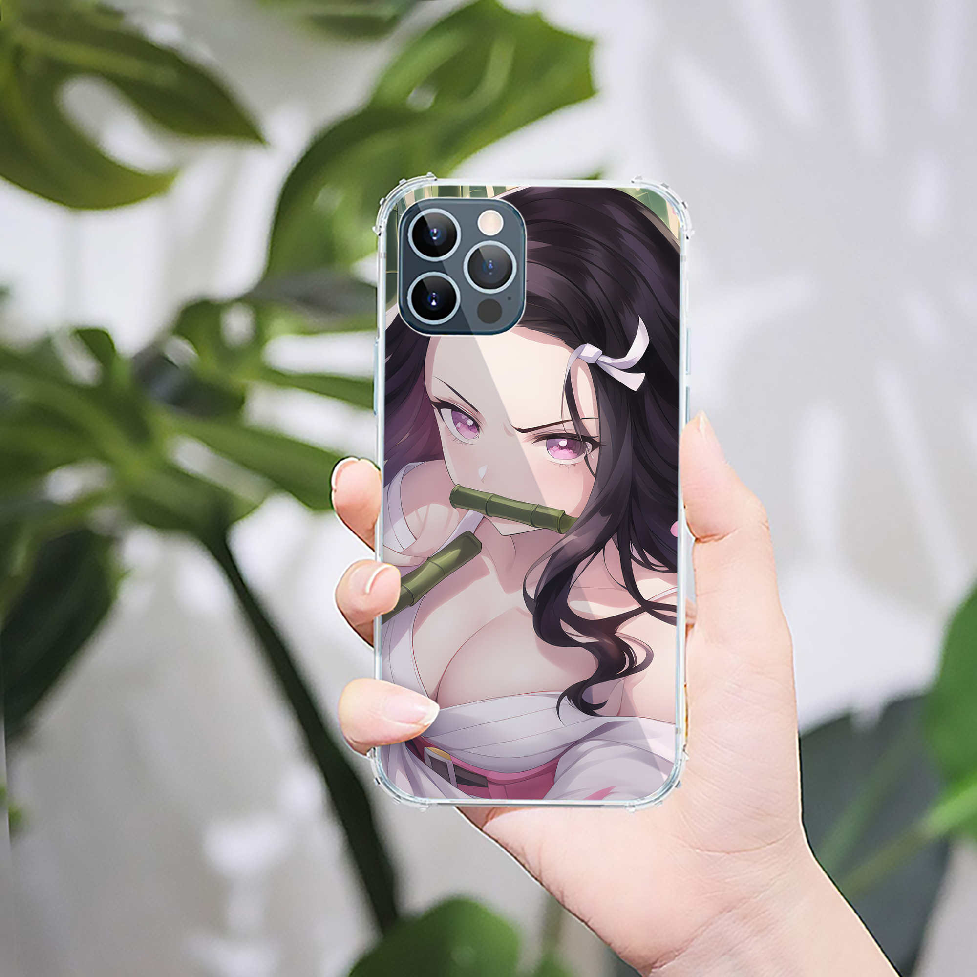 （画像用） 鬼滅の刃（きめつのやいば）竈門 禰󠄀豆子／かまど ねずこ Kamado Nezuko 【iPhone 12シリーズ対応】透明スマホケース（クリアソフトケース）